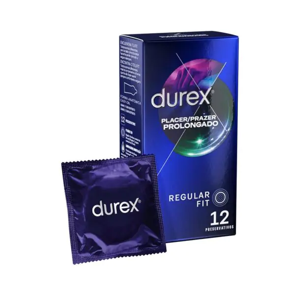 DUREX Placer Prolongado - Preservativos para Mayor Duración - 12 Unidades