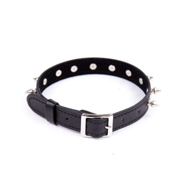 Collar con Pinchos BDSM Ajustable 43cm Negro | Bondage Cuello con Remaches | Cuero Sintético Resistente | Juego de Sumisión Erótico