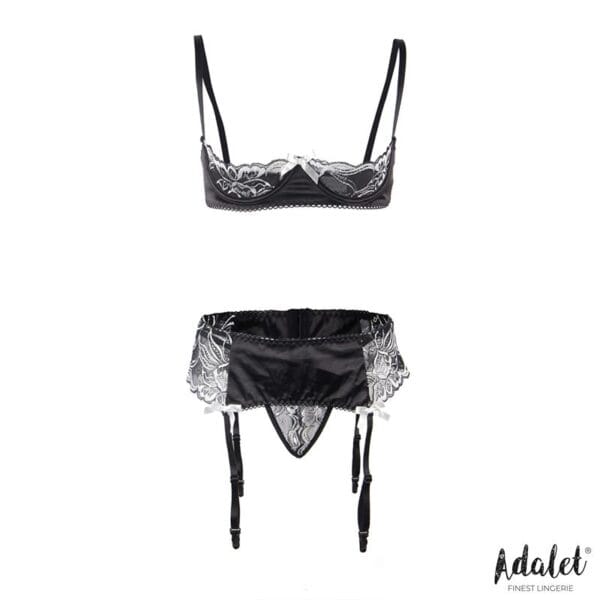 ADALET LINGERIE Ilia Set de Sujetador Abierto, Liguero y Tanga Talla 44-46