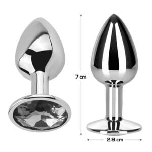 Plug Anal Joya Blanca Diamante Talla S Aluminio | Base Metal Ligero, Gema Brillante | Estimulación Anal, Juego Erótico Elegante | Regalo Sensual