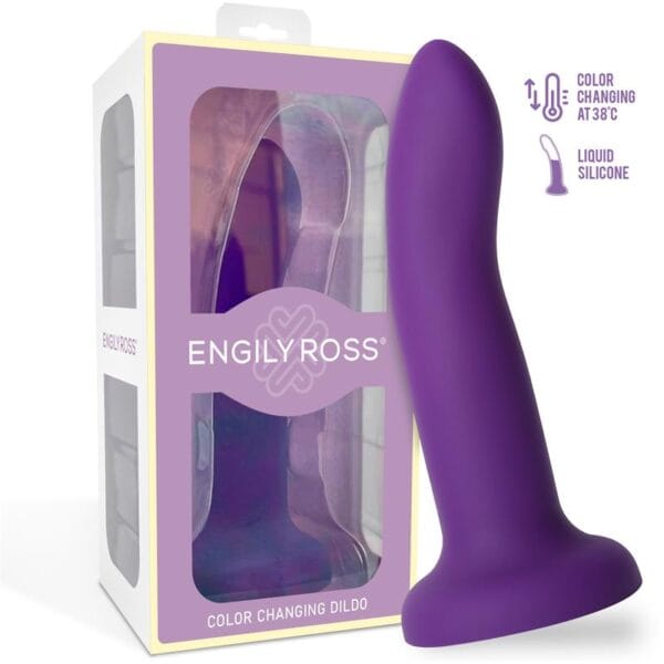 Dildo Cambia de Color Púrpura a Rosa - 14 cm Talla S - Silicona Suave - Experiencia Visual Única