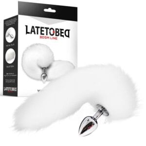 Plug Anal Metal Cola Zorro Sedoso 40cm Blanco | Acero Inoxidable | Juego de Roles, Estimulación Anal