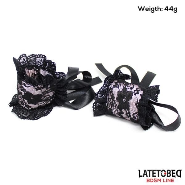 Set 2 Piezas Antifaz y Esposas de Encaje | Lencería Erótica Sensual | Bondage Suave, Disfraces, Fiestas | Elegante y Cómodo
