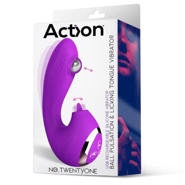 TwentyOne Vibrador Clítoris y Punto G - Bola Pulsante y Lengua Estimuladora - Doble Placer